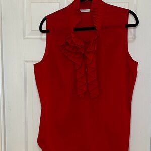New York & Company Red Ruffle Blouse